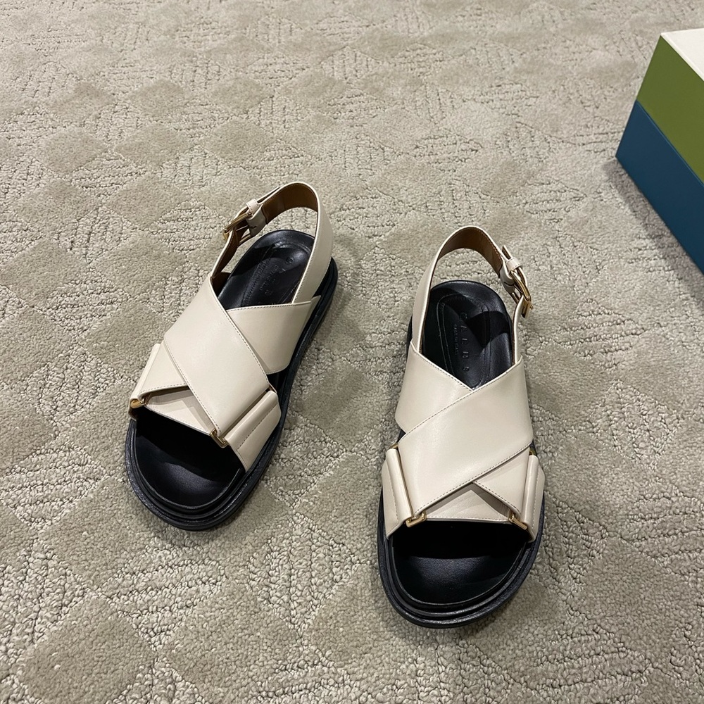 MARNI Fussbett leather slingback sandals
